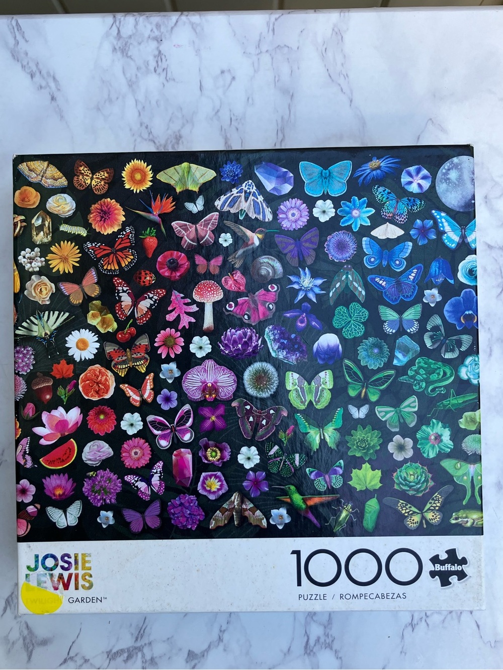 Josie Lewis 1000 piece Twilight Garden puzzle butterfly ombre rainbow